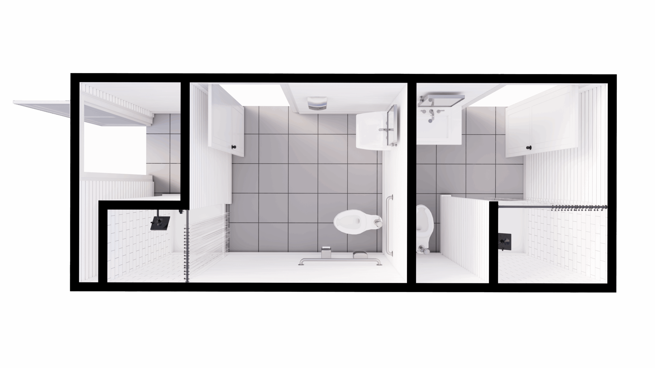 20-Foot Bathroom with Showers