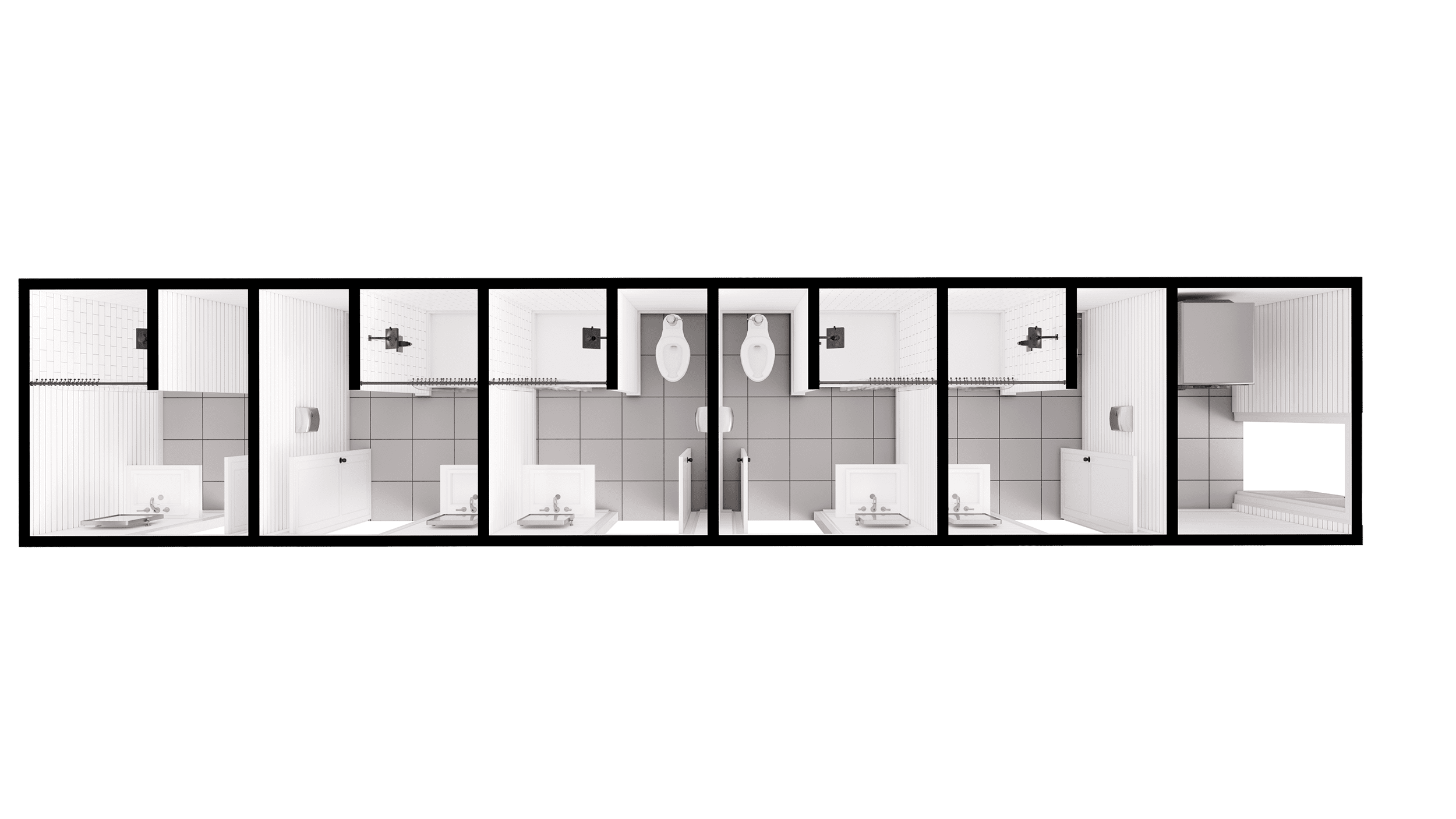 40-Foot Shipping Container Bathroom with Showers and Laundry